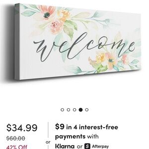 Floral Welcome Canvas Wall Art 8”x20”